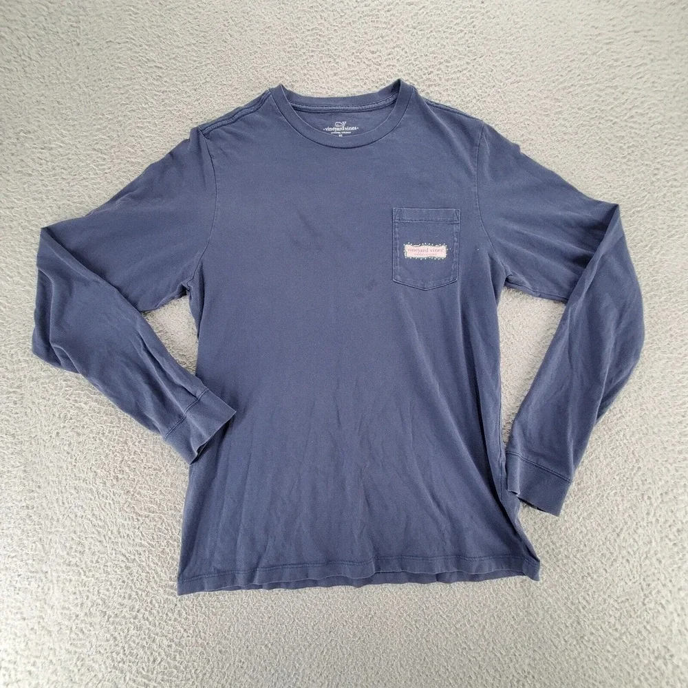 Vineyard Vines Shirt Boys Youth XL‎ Navy Blue Graphic Martha's Vineyard Spellout